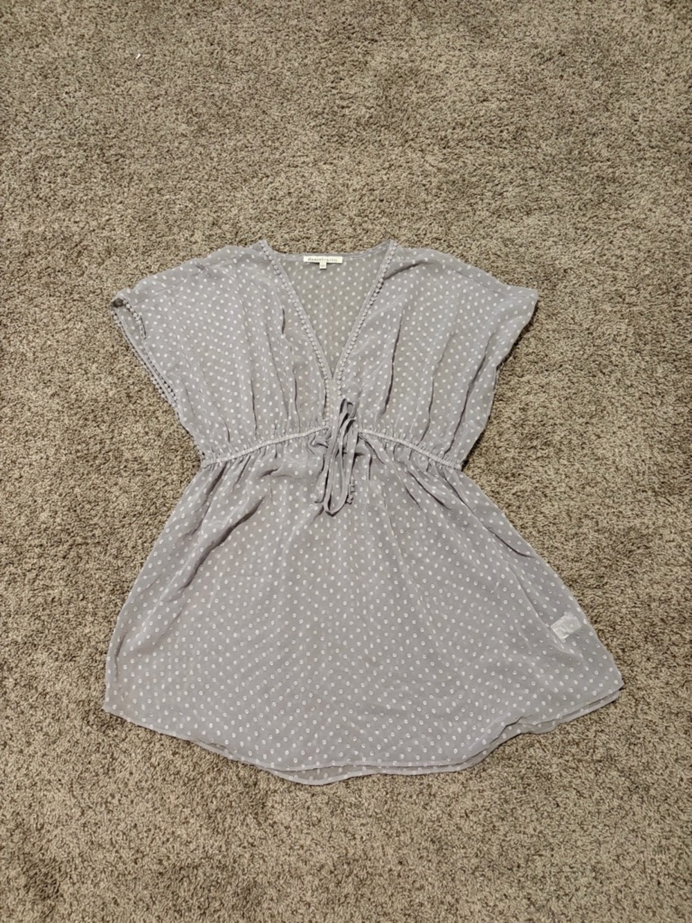 Daniel Rainn Light Gray Polka Dot Blouse